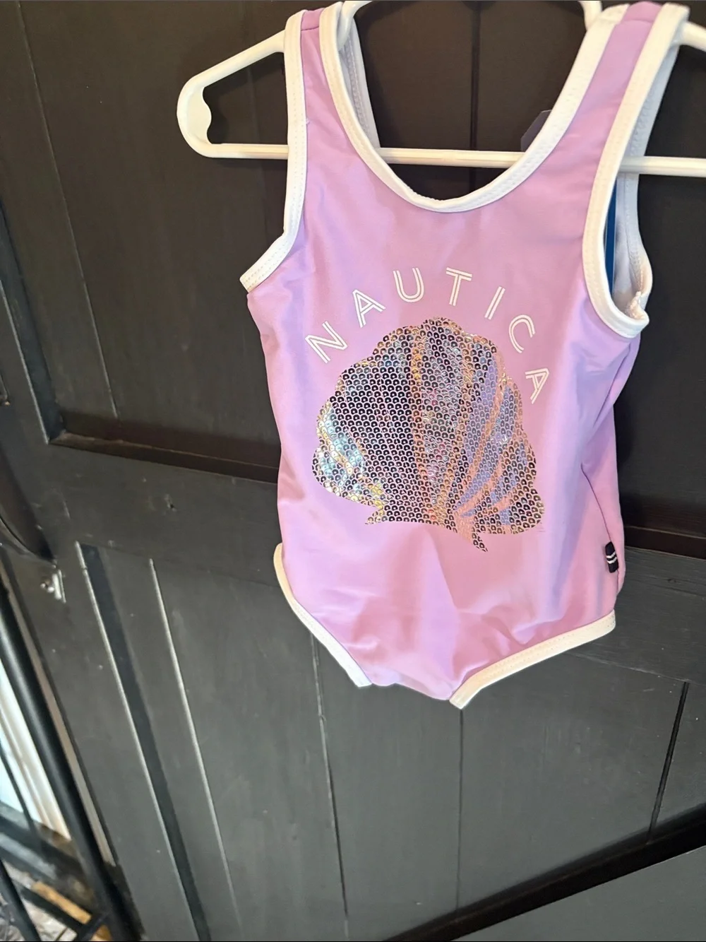 Nautica Lavender Girls Sequin Shell One-Piece Swimsuit